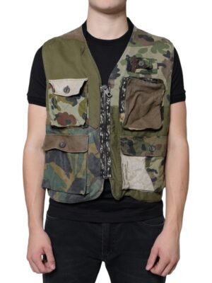 Dolce & Gabbana Multicolor Patchwork Sleeveless Vest Jacket