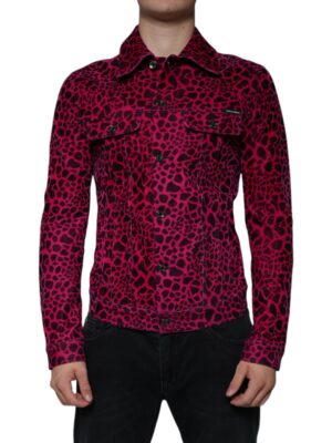 Dolce & Gabbana Fuchsia Leopard Button Down Collared Jacket