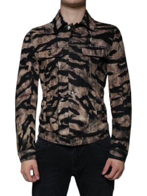 Dolce & Gabbana Brown Tiger Button Down Collared Jacket