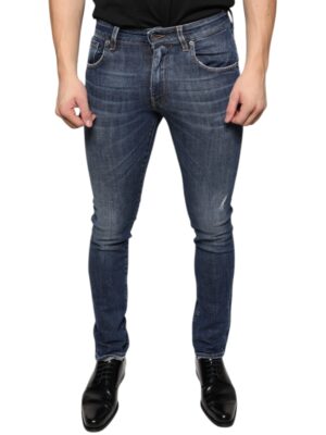 Dolce & Gabbana Dark Blue Washed Cotton Skinny Denim Jeans