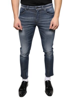 Dolce & Gabbana Dark Blue Washed Cotton Skinny Denim Jeans