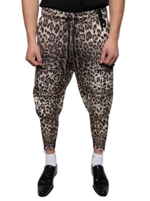 Dolce & Gabbana Brown Leopard Polyester Jogger Pants