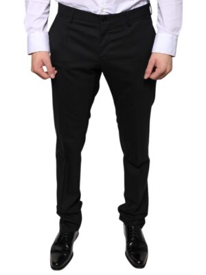 Dolce & Gabbana Black Wool Skinny Dress Formal Pants