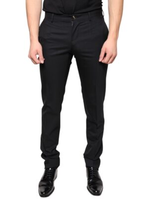 Dolce & Gabbana Black Wool Skinny Men Dress Pants