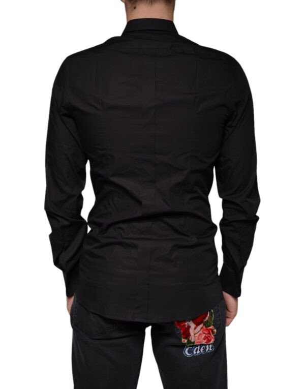 Dolce & Gabbana Black King Crown Embroidered GOLD Dress Shirt - Image 4