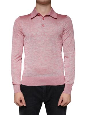 Dolce & Gabbana Pink Polyester Long Sleeve Men Polo T-shirt