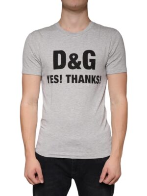 Dolce & Gabbana Gray Logo Print Crewneck Short Sleeve T-shirt