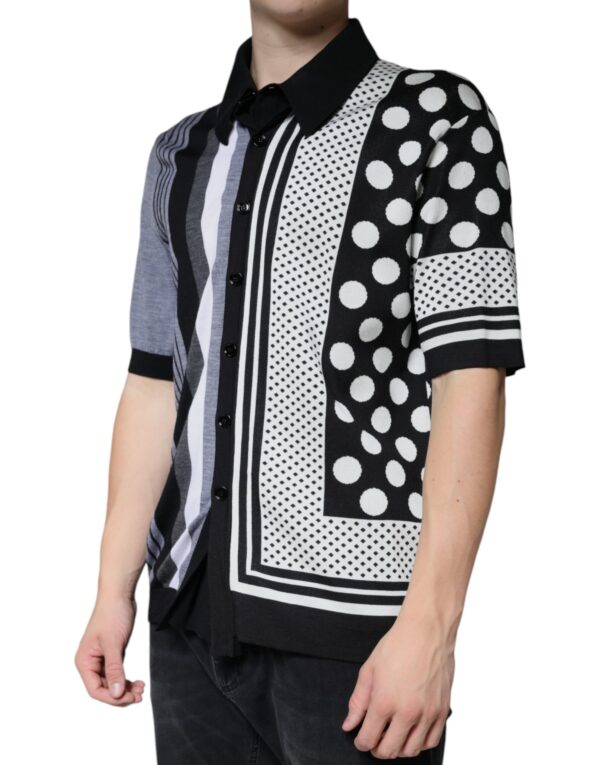 Dolce & Gabbana Black White Polka Dot Collared Polo T-shirt - Image 3