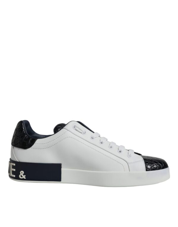 Dolce & Gabbana White Leather Logo Portofino Sneaker Shoes - Image 7