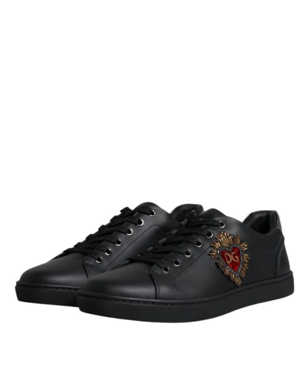Dolce & Gabbana Black London Sacred Heart Men Sneakers Shoes - Image 4