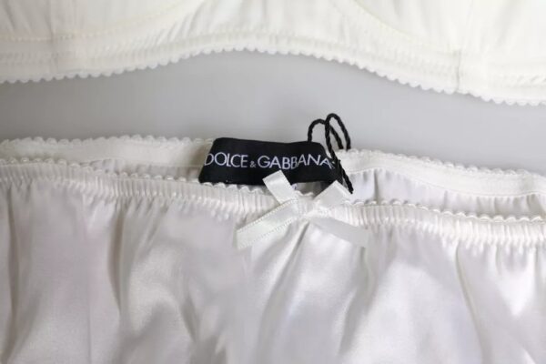 Dolce & Gabbana White Silk Stretch Panty Balconette Bra Underwear - Image 7