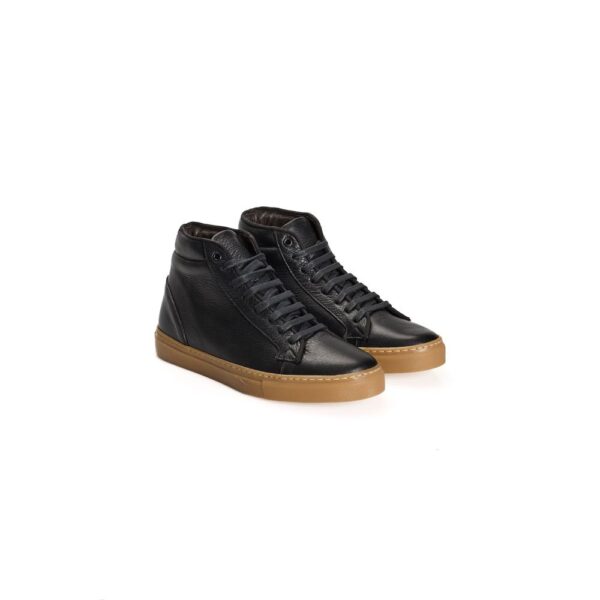Roberto Pepe Luxury Black Calfskin Men High-Top Sneaker - Image 3