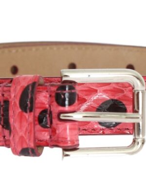 Dolce & Gabbana Polka Dot Snakeskin Belt with Silver Buckle