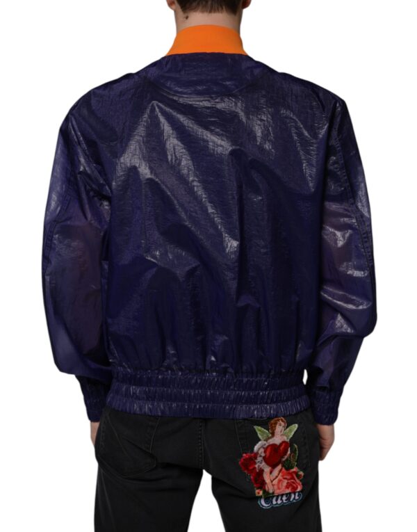Dolce & Gabbana Blue Cotton Stretch Full Zip Bomber Jacket - Image 4