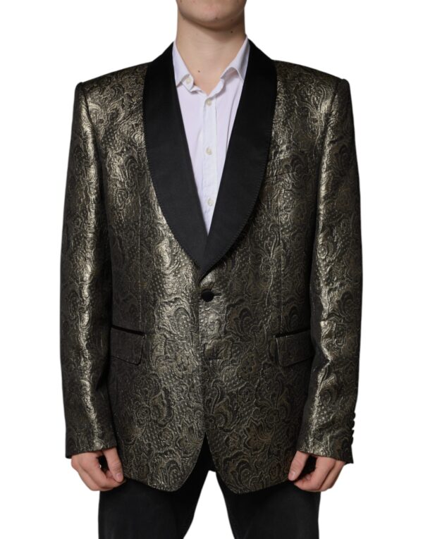 Dolce & Gabbana Gold SICILIA Jacquard Single Breasted Coat Blazer - Image 2