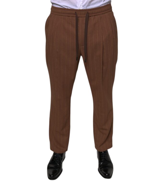 Dolce & Gabbana Brown Stripes Skinny Men Dress Pants - Image 2