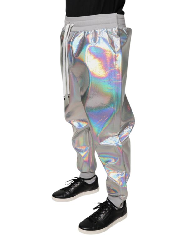 Dolce & Gabbana Silver Iridescent Men Jogger Sweatpants Pants - Image 3
