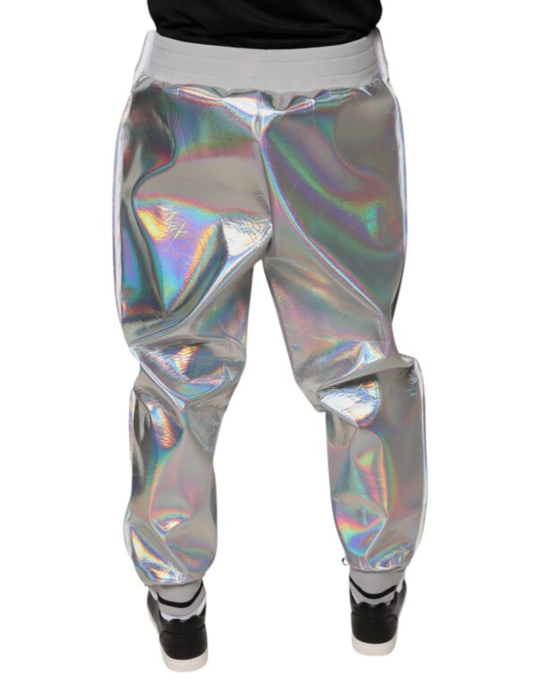 Dolce & Gabbana Silver Iridescent Men Jogger Sweatpants Pants - Image 4