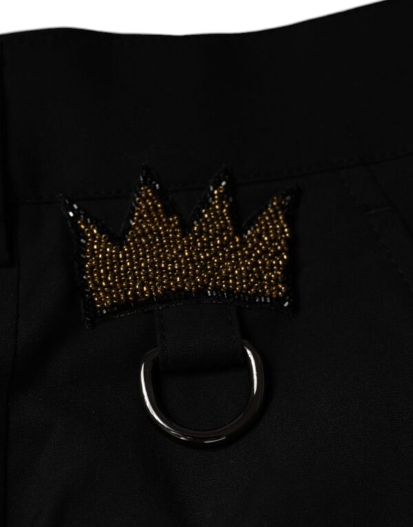 Dolce & Gabbana Black Crown Cotton Dress Pants - Image 6