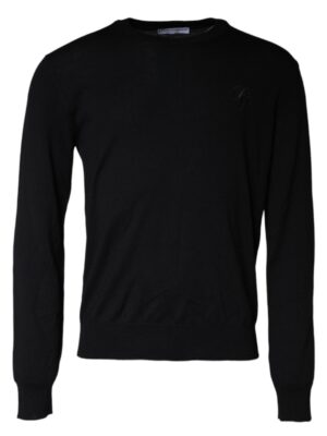 Dolce & Gabbana Black Wool Knit Crew Neck Pullover Sweater