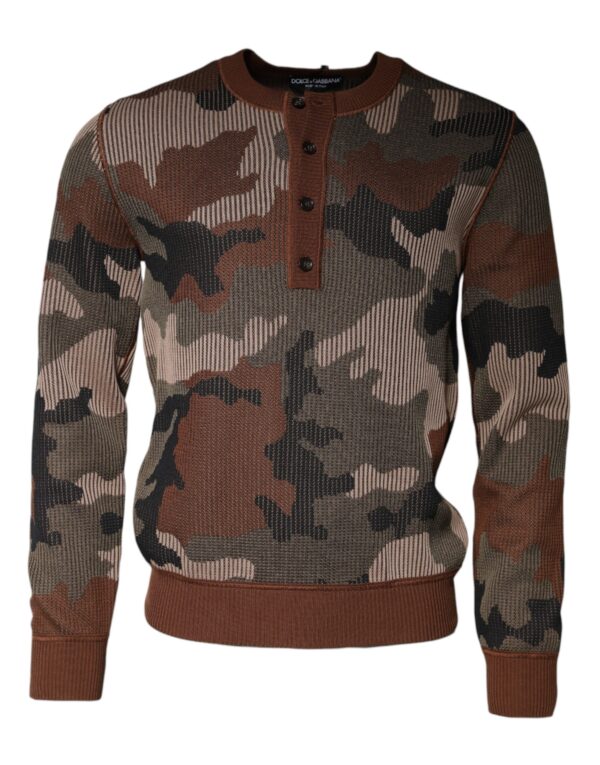Dolce & Gabbana Multicolor Camouflage Men Pullover Sweater - Image 2
