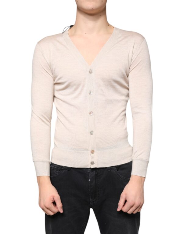 Dolce & Gabbana Beige Cashmere Button Down Cardigan Sweater - Image 2