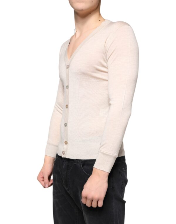 Dolce & Gabbana Beige Cashmere Button Down Cardigan Sweater - Image 3