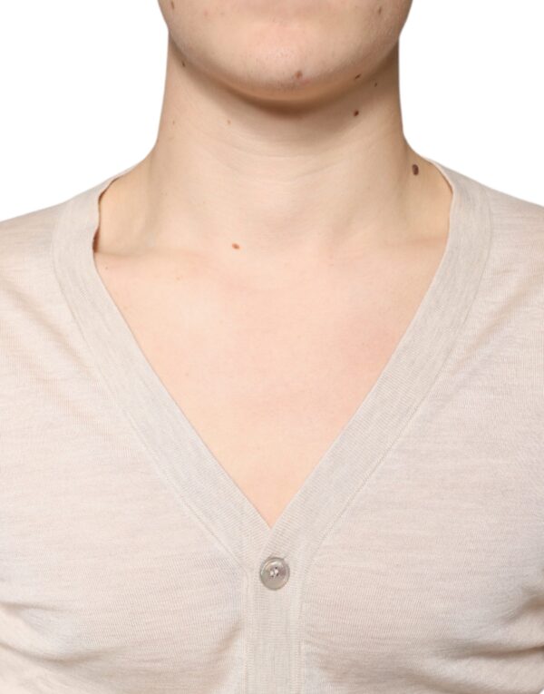 Dolce & Gabbana Beige Cashmere Button Down Cardigan Sweater - Image 5