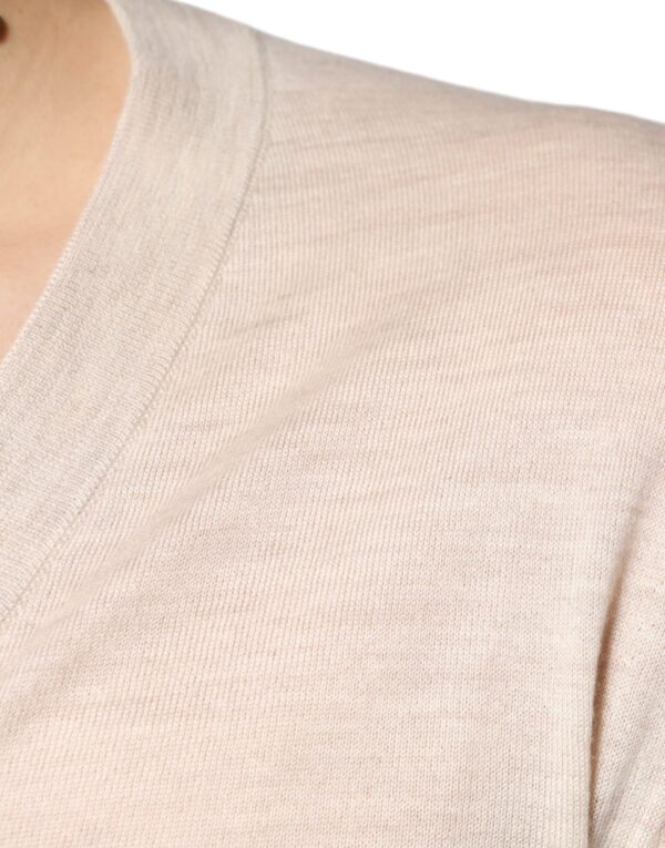 Dolce & Gabbana Beige Cashmere Button Down Cardigan Sweater - Image 6