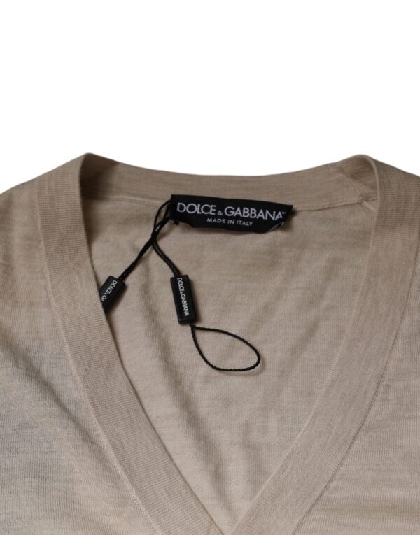 Dolce & Gabbana Beige Cashmere Button Down Cardigan Sweater - Image 7