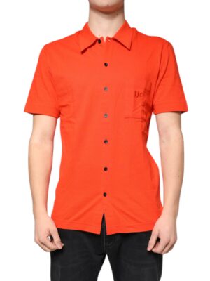 Dolce & Gabbana Orange Cotton Button Down Casual Polo Shirt