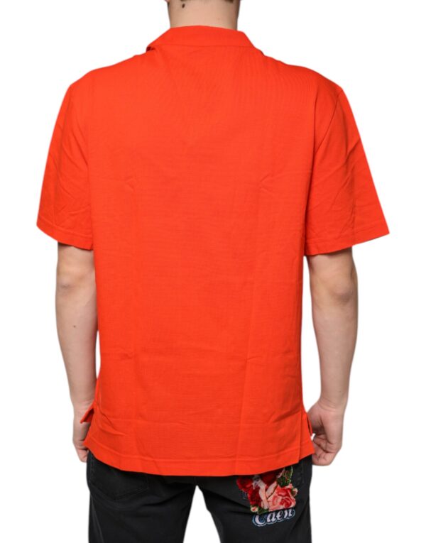 Dolce & Gabbana Orange Cotton Button Down Casual Polo Shirt - Image 4