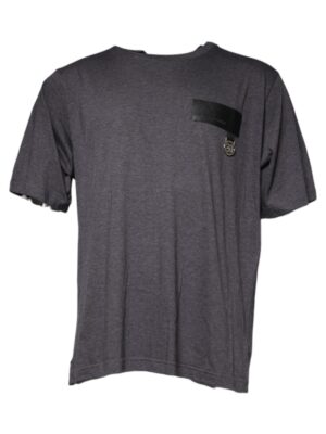 Dolce & Gabbana Gray Logo Patch Cotton Crew Neck T-shirt