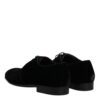 Dolce & Gabbana Black Velvet Leather Lace Up Derby Shoes - Image 5