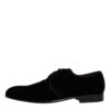Dolce & Gabbana Black Velvet Leather Lace Up Derby Shoes - Image 6