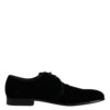 Dolce & Gabbana Black Velvet Leather Lace Up Derby Shoes