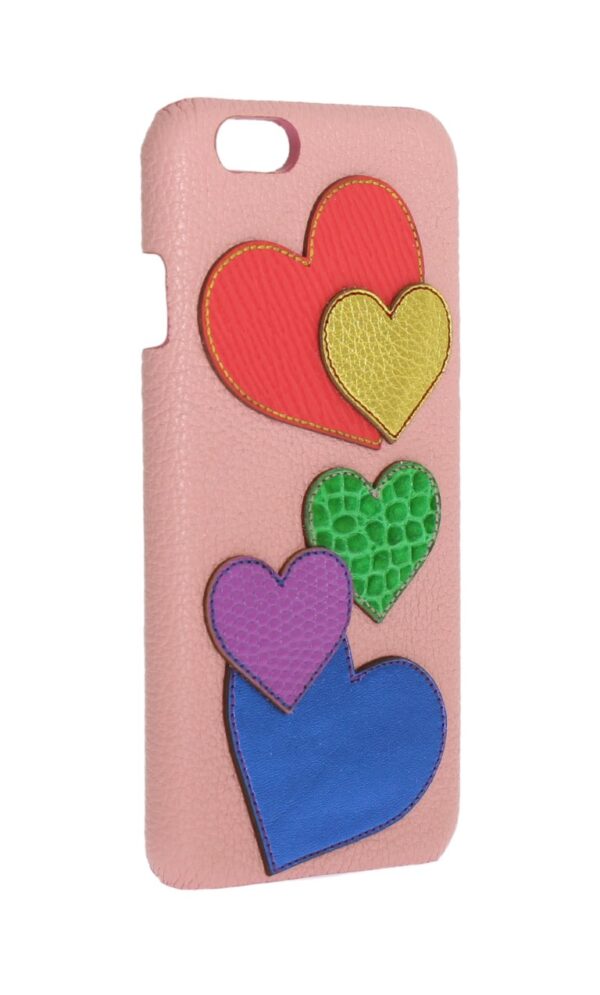 Dolce & Gabbana Chic Pink Leather Heart-Embellished Phone Cover - Image 2