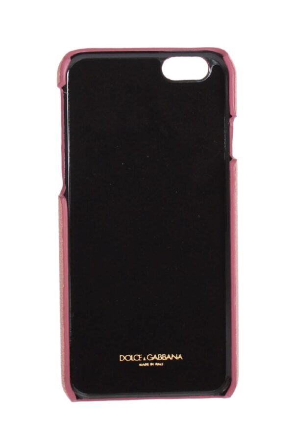 Dolce & Gabbana Chic Pink Leather Heart-Embellished Phone Cover - Image 3