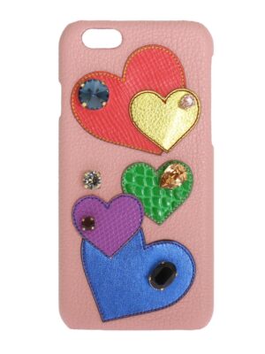 Dolce & Gabbana Chic Pink Leather Crystal iPhone Case