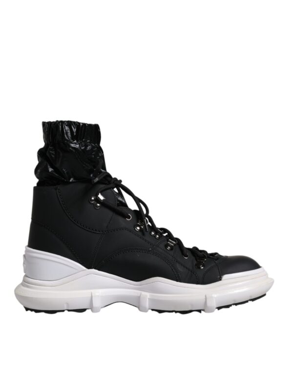 Dolce & Gabbana Black Nylon Galileo High Top Sneakers Shoes - Image 7