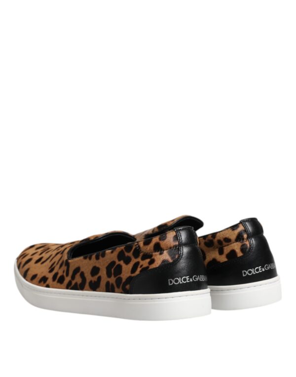 Dolce & Gabbana Brown Calfskin Fur Leopard Men Sneakers Shoes - Image 5
