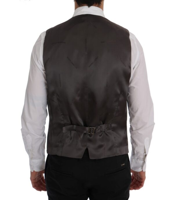 Dolce & Gabbana Elegant Striped Gray Waistcoat Vest - Image 3
