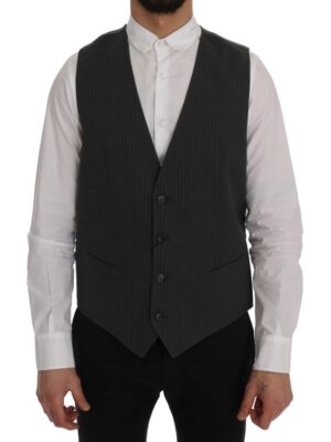 Dolce & Gabbana Elegant Gray Striped Waistcoat Vest