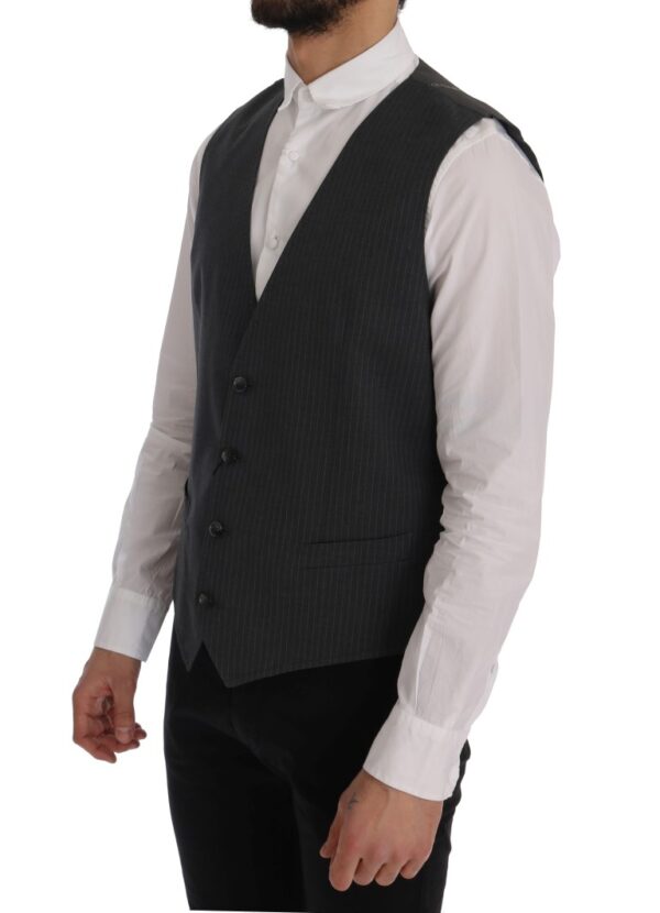 Dolce & Gabbana Elegant Gray Striped Waistcoat Vest - Image 2