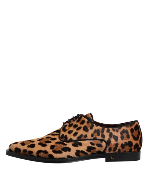 Dolce & Gabbana Brown Leopard Derby Formal Men Dress Shoes - Image 6