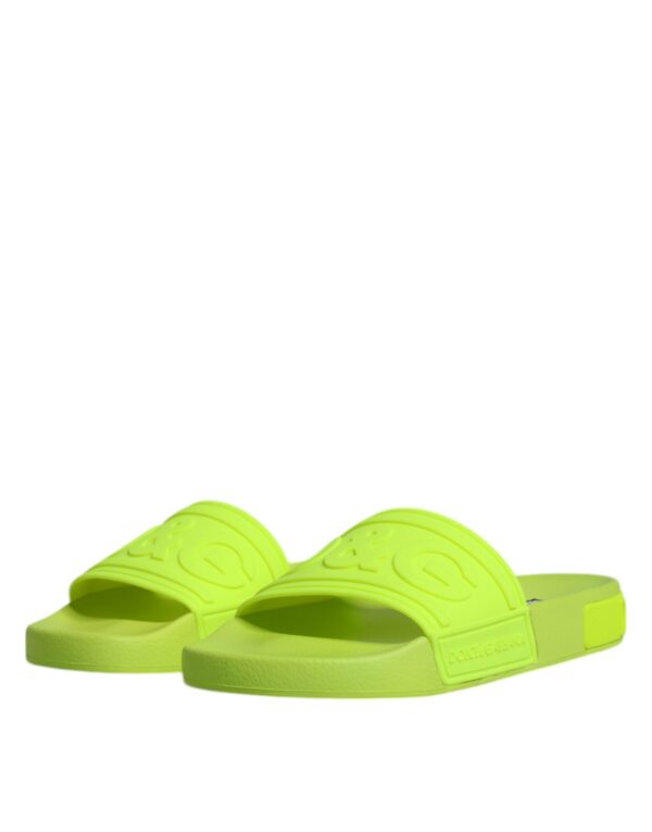 Dolce & Gabbana Green Rubber Slides Sandals Beachwear Shoes - Image 4