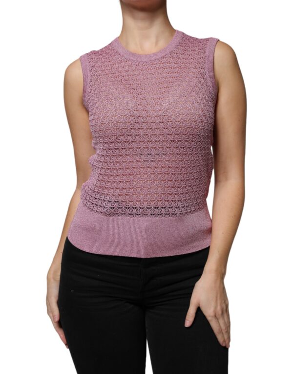 Dolce & Gabbana Pink Mesh See Through Sleeveless Tank Top - Image 2