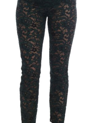Dolce & Gabbana High Waist Floral Lace Slim Trousers