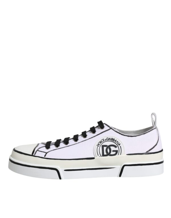 Dolce & Gabbana White Logo Canvas Low Top Men Sneakers Shoes - Image 6