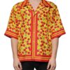 Dolce & Gabbana Yellow Cherry Button Down Silk Casual Shirt - Image 2